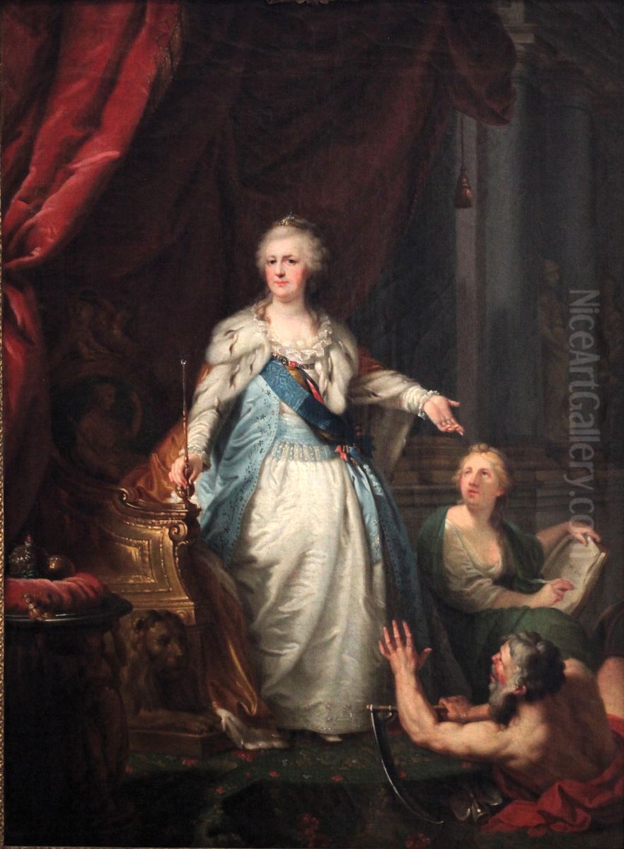 Allegoric portrait of Catherine II Oil Painting by Johann Baptist von Lampi the Elder