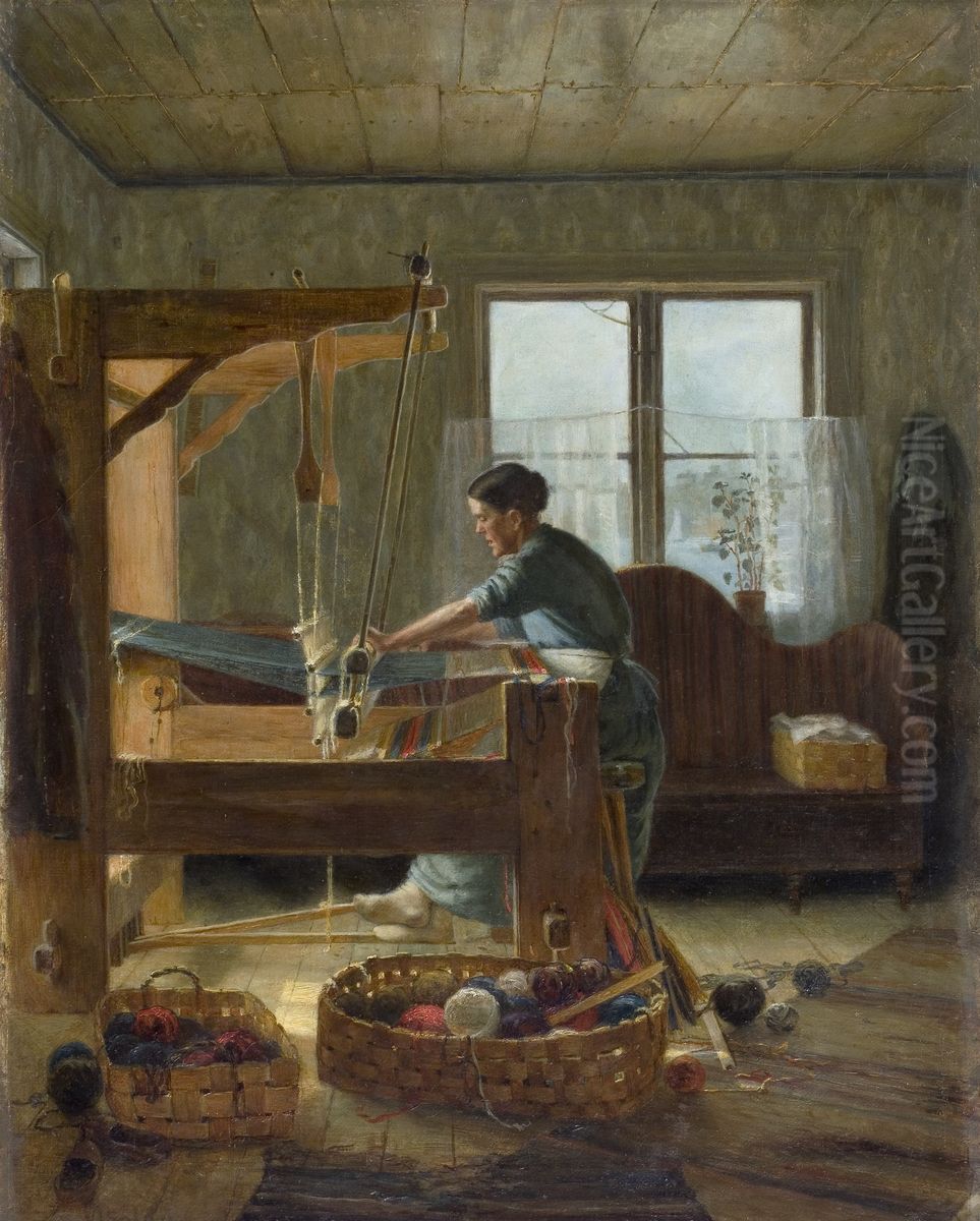 Weaver Oil Painting by Venny Soldan-Brofeldt