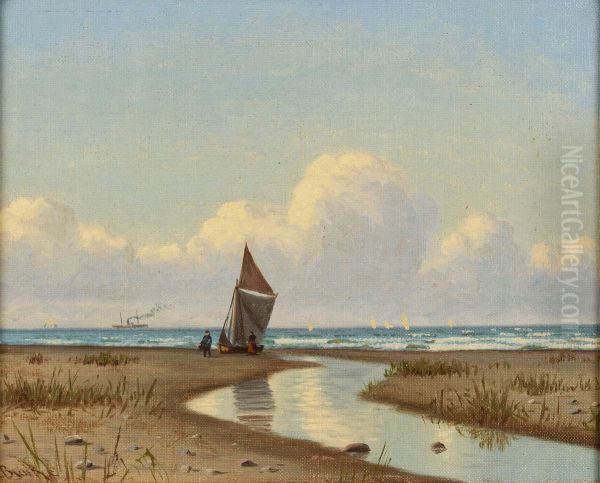 Baltic Sea beach Oil Painting by Franz Bunke