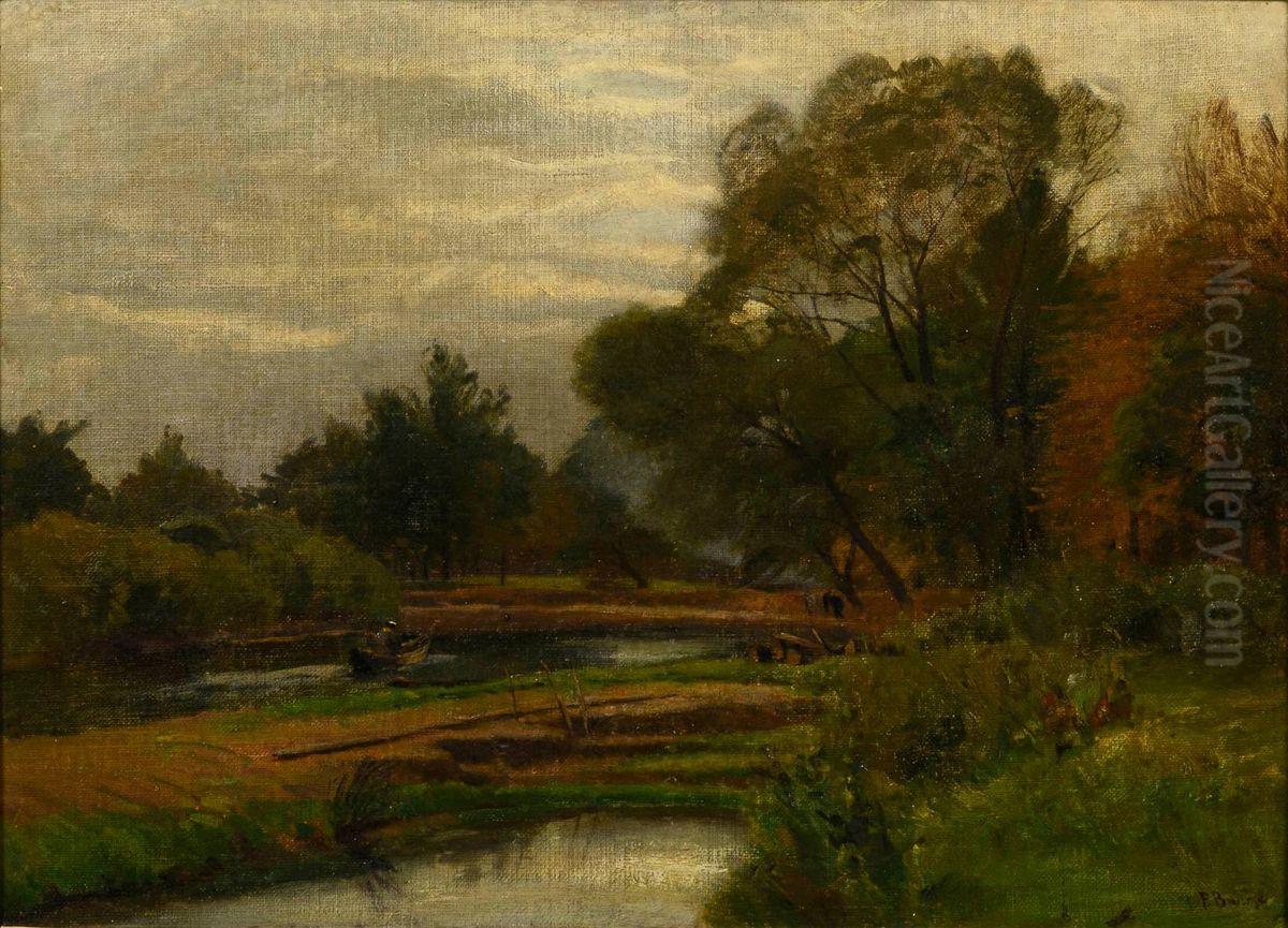 Baume am Flussufer Oil Painting by Franz Bunke