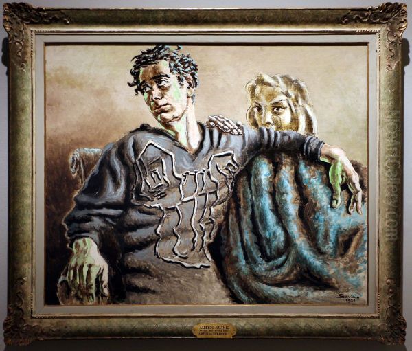 Orpheus and Eurydice Oil Painting by Alberto Savinio