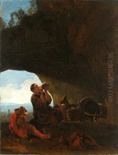 Travellers at rest. Oil Painting by Pieter van Laer