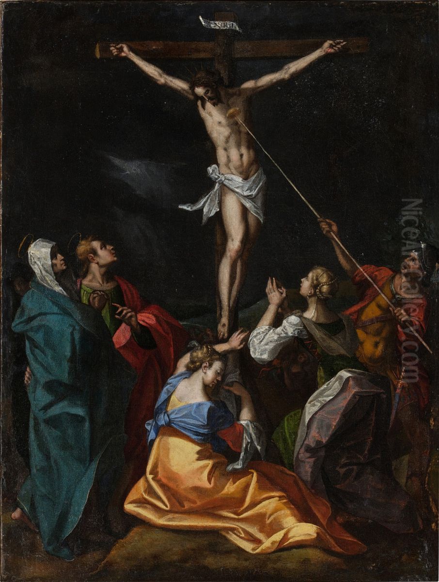 Crucifixion Oil Painting by Jeremias van Winghe