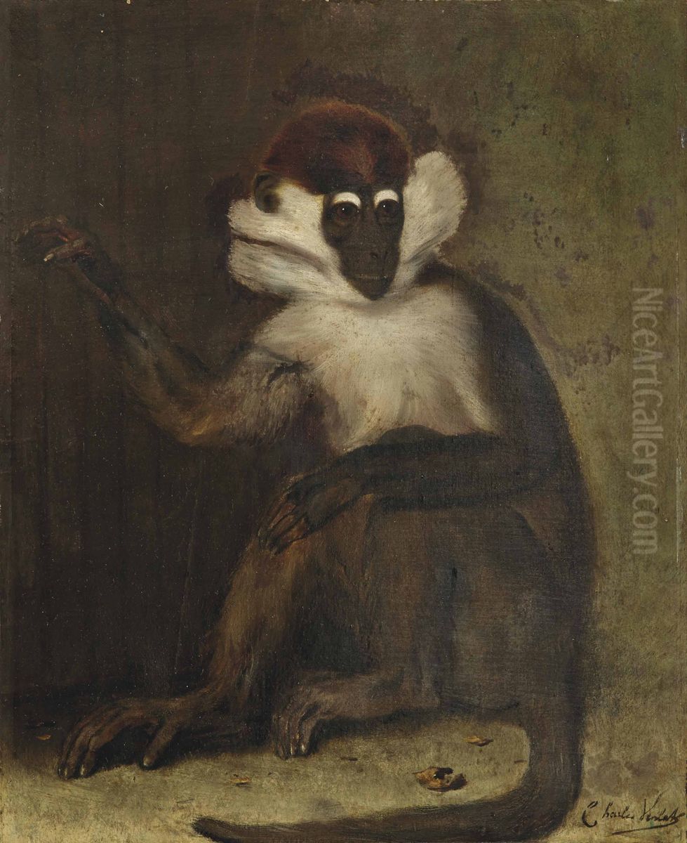 A macaque Oil Painting by Charles Verlat
