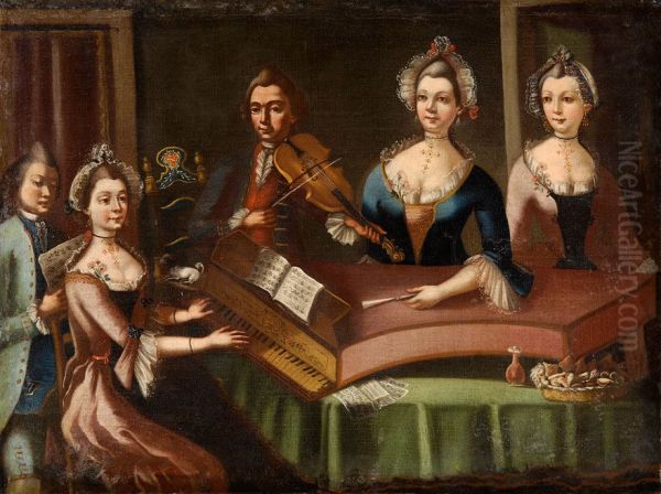 Das Familienkonzert Oil Painting by unknown