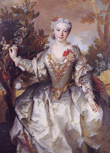 Louise Madeleine Bertin de Vaugien (1715-1793), marquise Charles Jean Pierre de Barentin de Montchal Oil Painting by Nicolas de Largilliere Louise Madeleine Bertin de Vaugien (1715-1793), marquise Charles Jean Pierre de Barentin de Montchal Oil Painting by Nicolas de Largilliere
