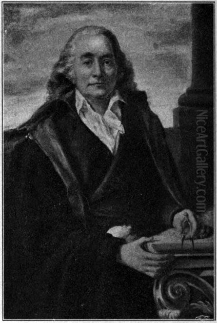 Louis Jean Desprez, Swedish architect   and  artist Oil Painting by Per Krafft the Younger