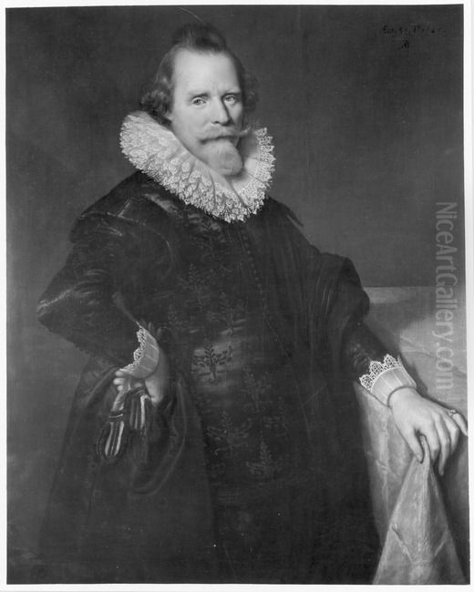 Portrait of Jan Adriaensz. Leeghwater Oil Painting by Paulus Moreelse