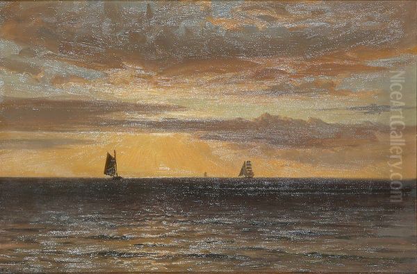 Sunset at Gilleleje. Oil Painting by Vilhelm Arnesen