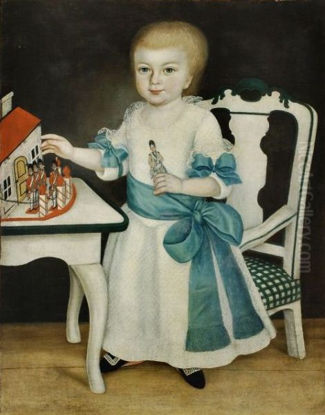 Bildnis eines Kindes mit Spielzeugsoldaten Oil Painting by Unidentified painter