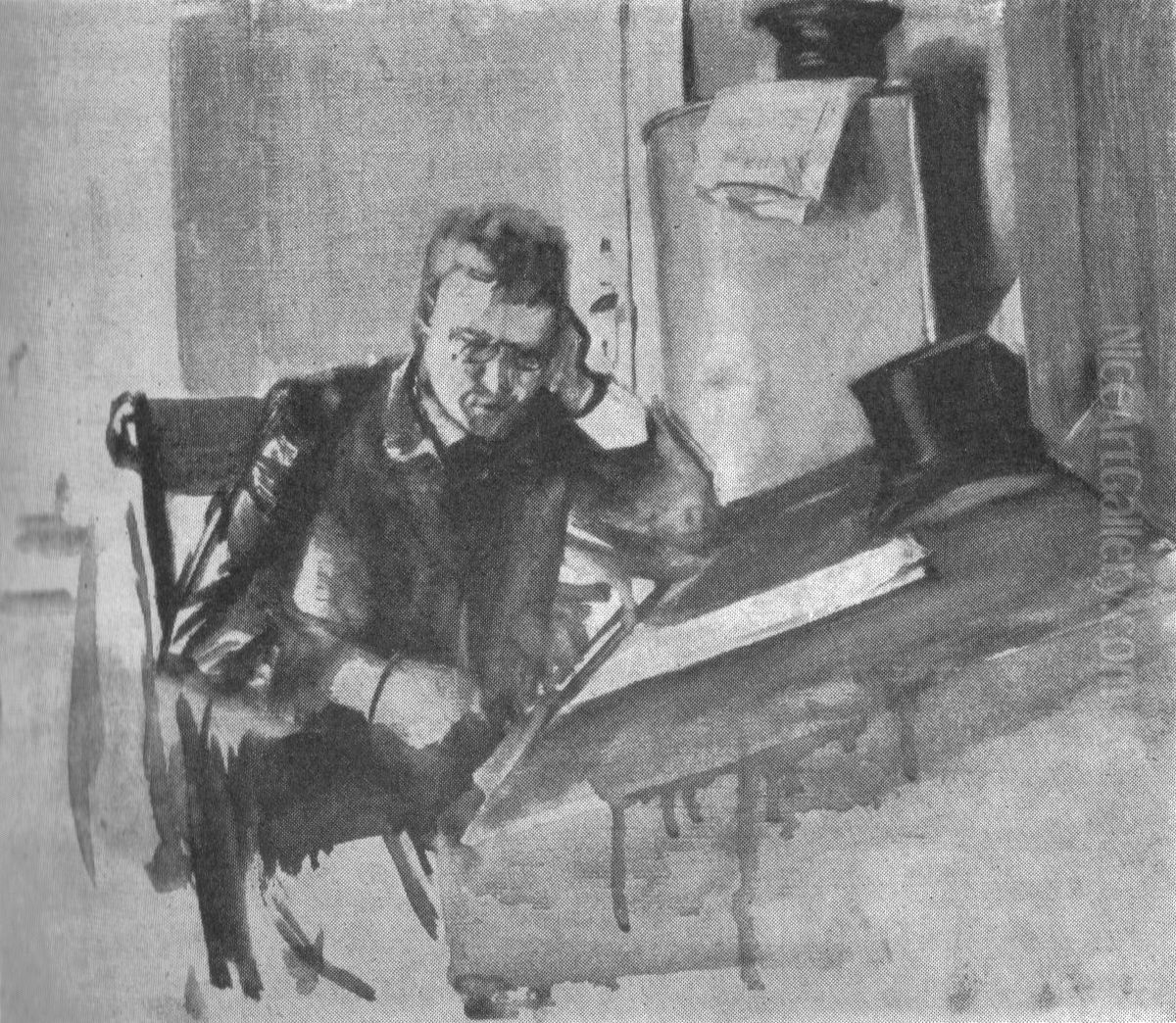 Gunnar Heiberg Oil Painting by Christian Krohg