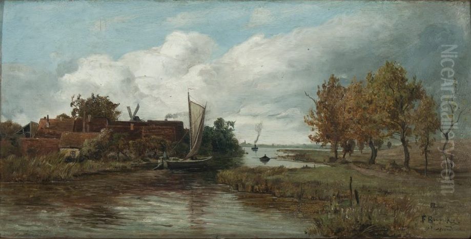 On the Warnow near Schwaan Oil Painting by Franz Bunke