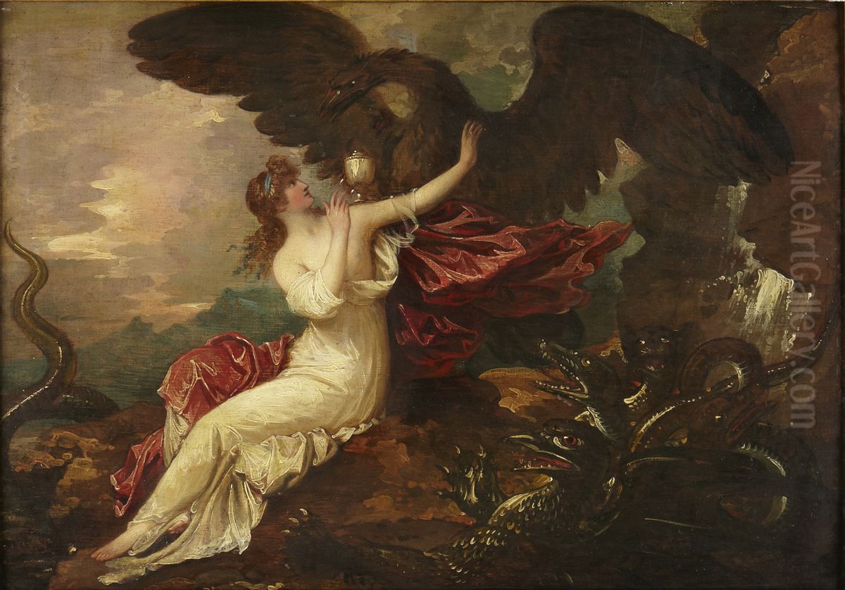 Eagle Bringing cup to Psyche Oil Painting by Benjamin West