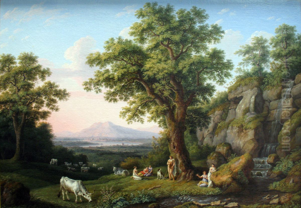 Arcadian Landscape Oil Painting by Jacob Philipp Hackert