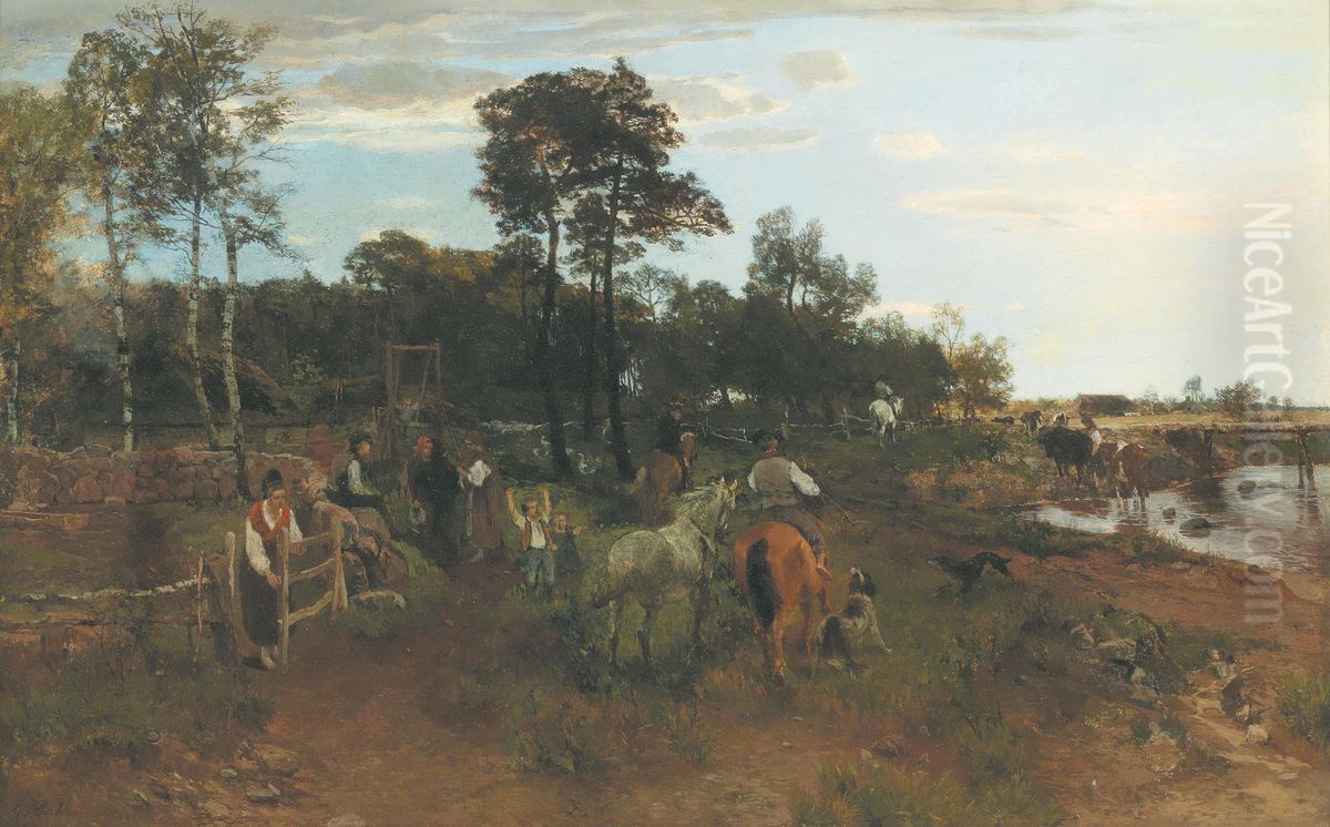 Scene from Estonia Oil Painting by Gregor Von Bochmann