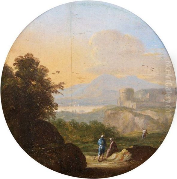 Drei Wanderer in einer Landschaft Oil Painting by Goffredo Wals