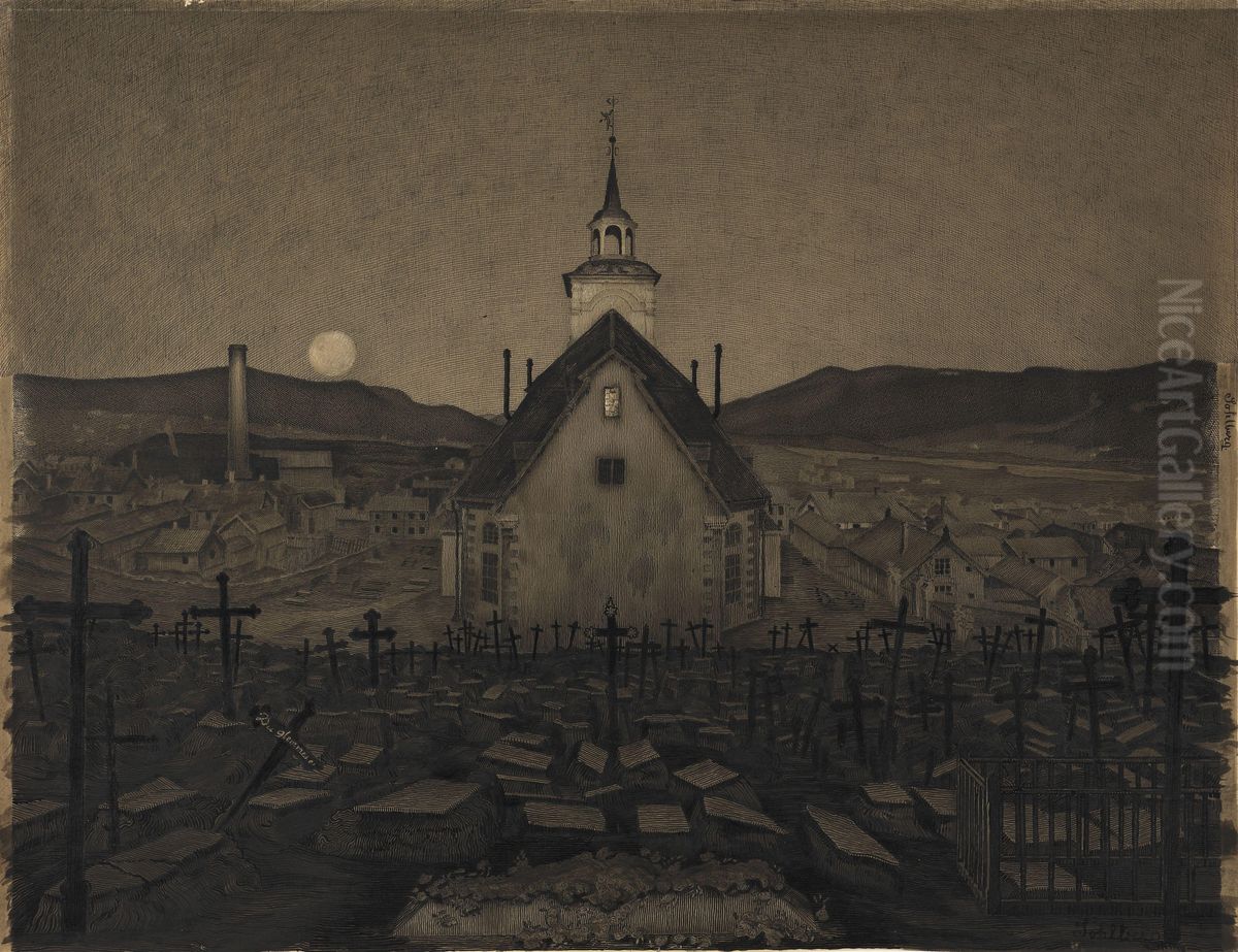 Night Oil Painting by Harald Oscar Sohlberg