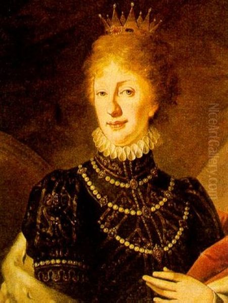 Maria Theresia of Naples-Sicily (1772-1807), 2. wife of Empereor Franz II of Holy Roman Empire (Franz I of Austria) Oil Painting by Joseph Kreutzinger