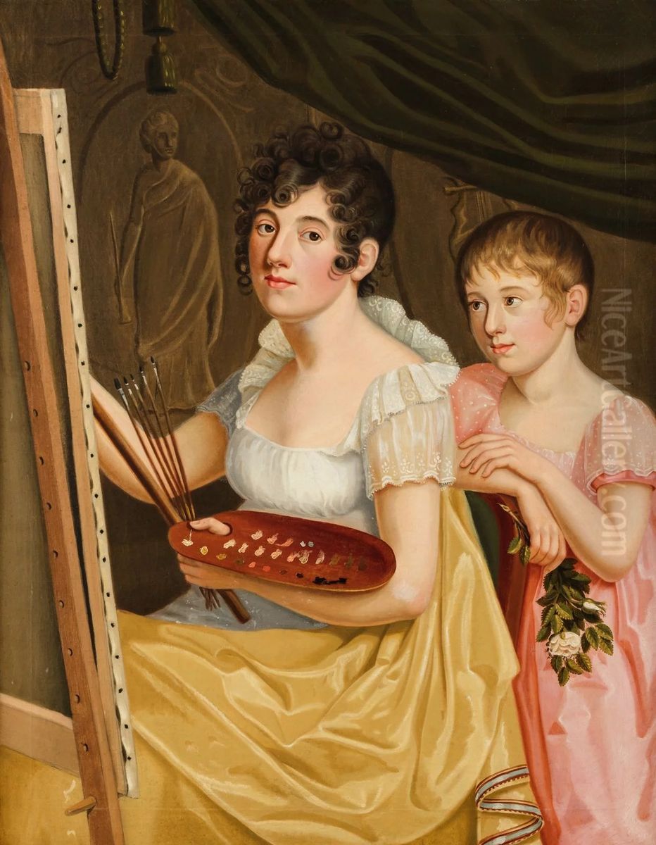 Johanna und Adele Schopenhauer Oil Painting by Caroline Bardua