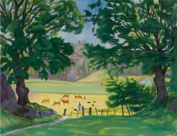 Sara guarding the flock Oil Painting by Harald Oscar Sohlberg