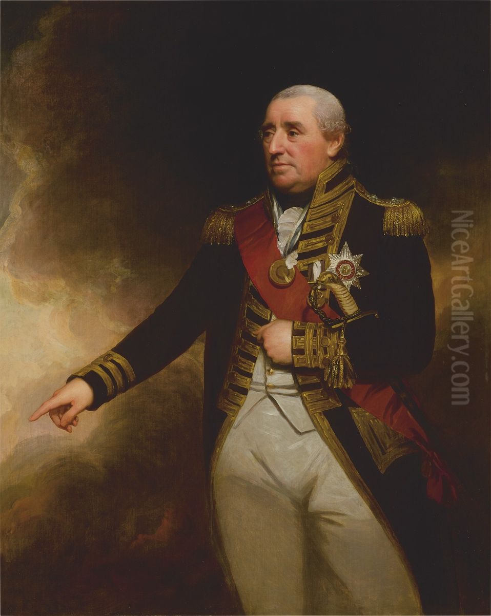 Portrait of Admiral Sir John Thomas Duckworth, 1st Baronet (1748-1817) Oil Painting by William Beechey