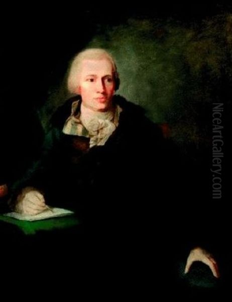 Portrait of a writing gentleman in a fur coat Oil Painting by Christian Tangermann