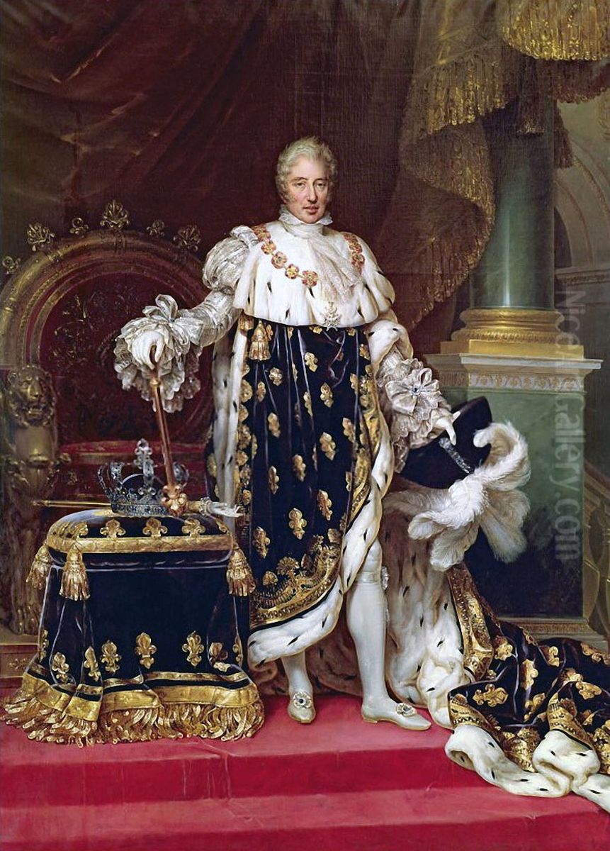 Portrait of the KingCharles X of Francein his coronation robes Oil Painting by Jean-Baptiste Paulin Guerin