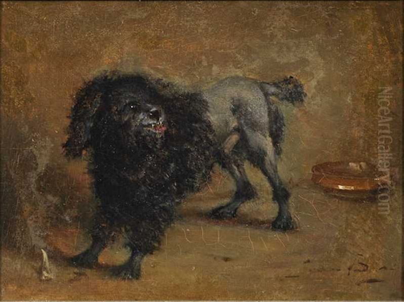 Poodle Oil Painting by Jean Baptiste Berre
