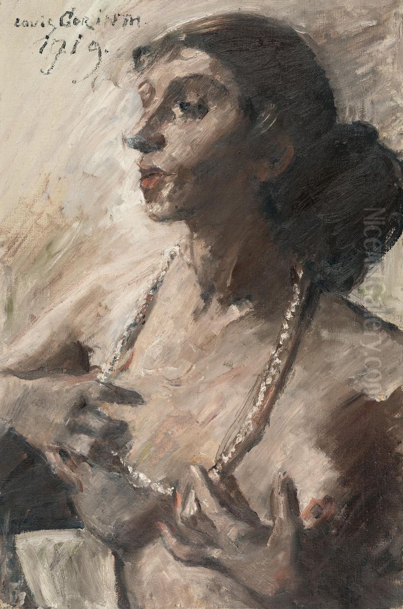 Female demi nude Oil Painting by Lovis (Franz Heinrich Louis) Corinth