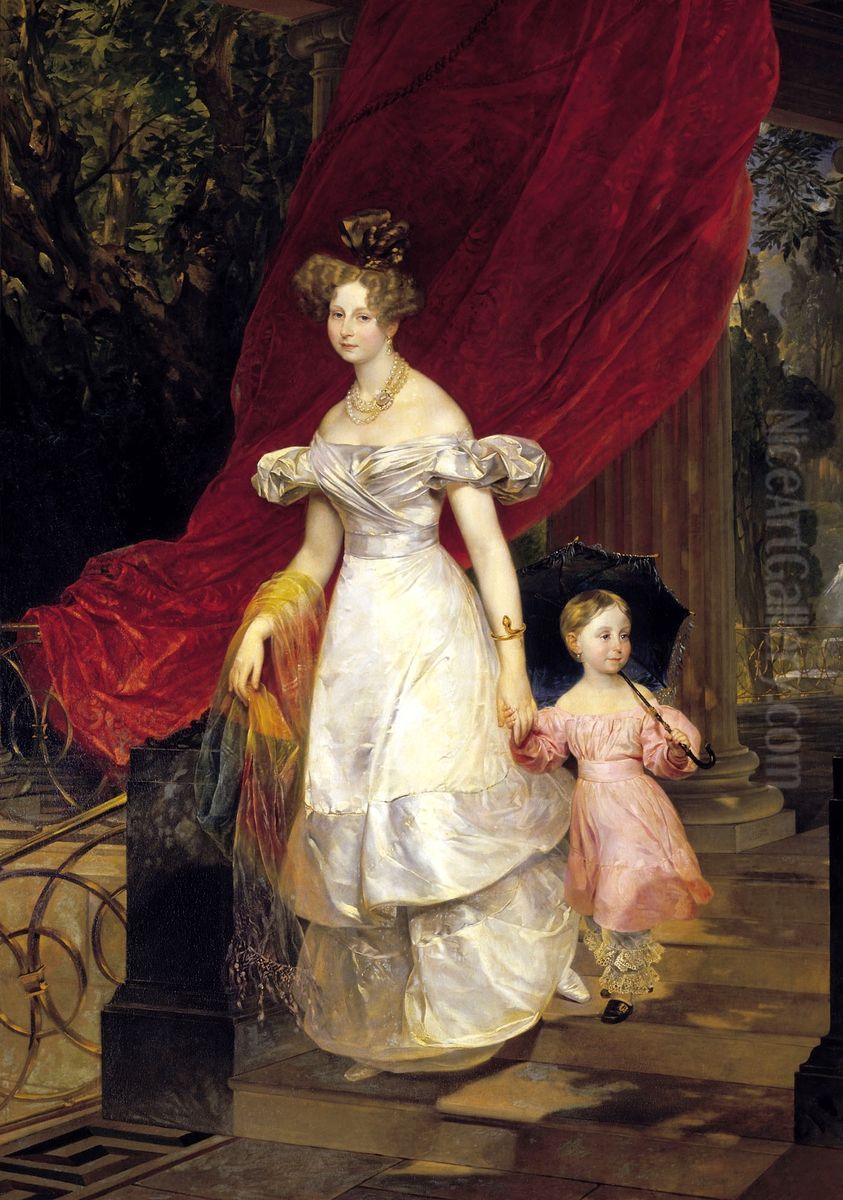 Portrait ofGrand Duchess Elena Pavlovnawith her daughter Oil Painting by Karl Bryullov