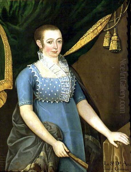Portrait of Ana Josefa de Guzman y Lecaros, Mother of the 1st Marquis of Larrain Oil Painting by Jose Gil de Castro