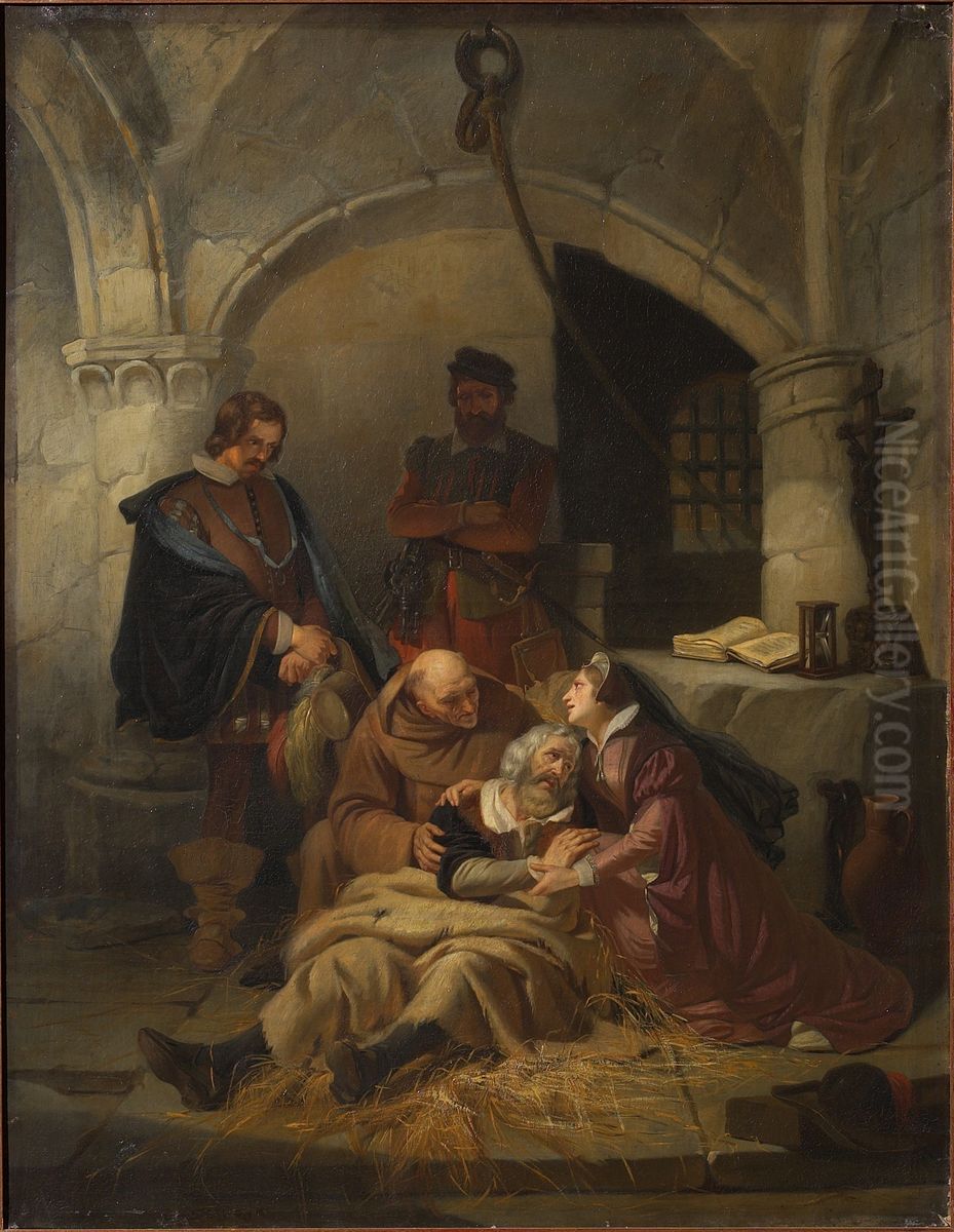 Godmaert in prison Oil Painting by Jozef Geirnaert
