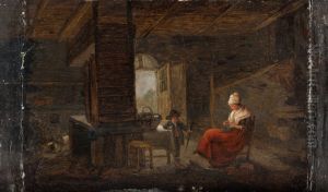 Interior of a thatched cottage