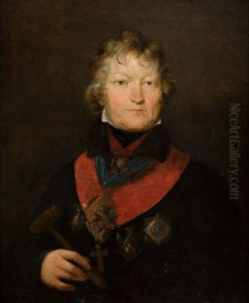 Portrait of Canon Michal Dluski (Portrait of a freemason). Oil Painting by Jan Rustem