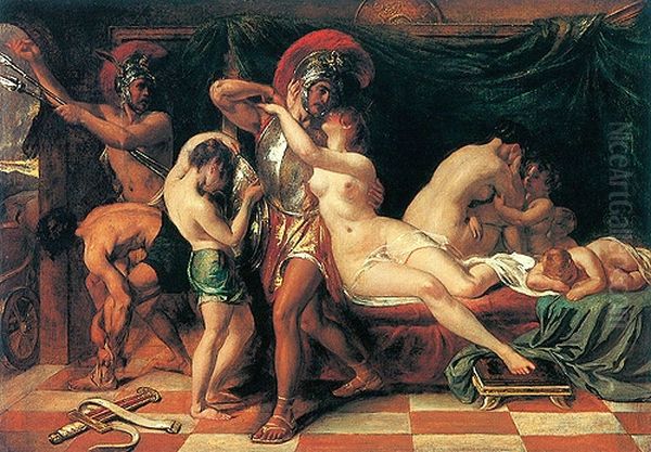Mars abandoning Venus. Oil Painting by William Etty