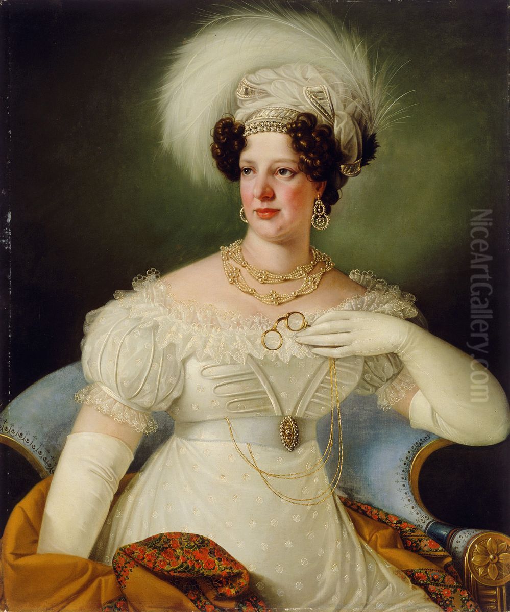 Portrait of Countess Cecilia of Auersperg Oil Painting by Giuseppe Tominz
