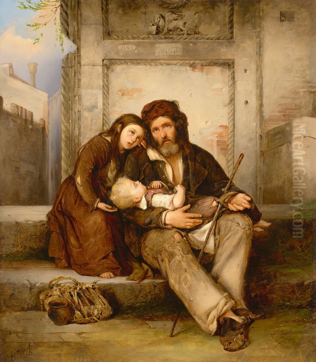 Beggars in Venice Oil Painting by Antonio Rotta