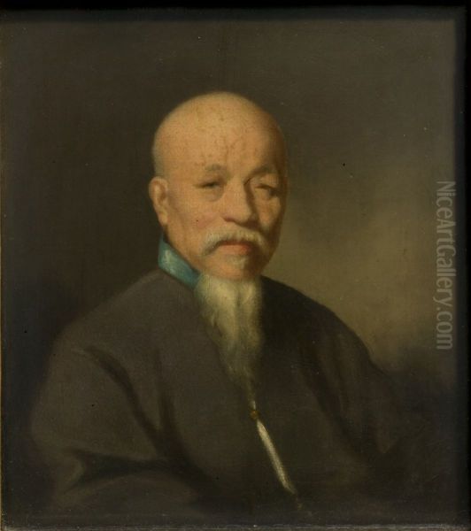 A Chinese Mandarin Oil Painting by George Chinnery