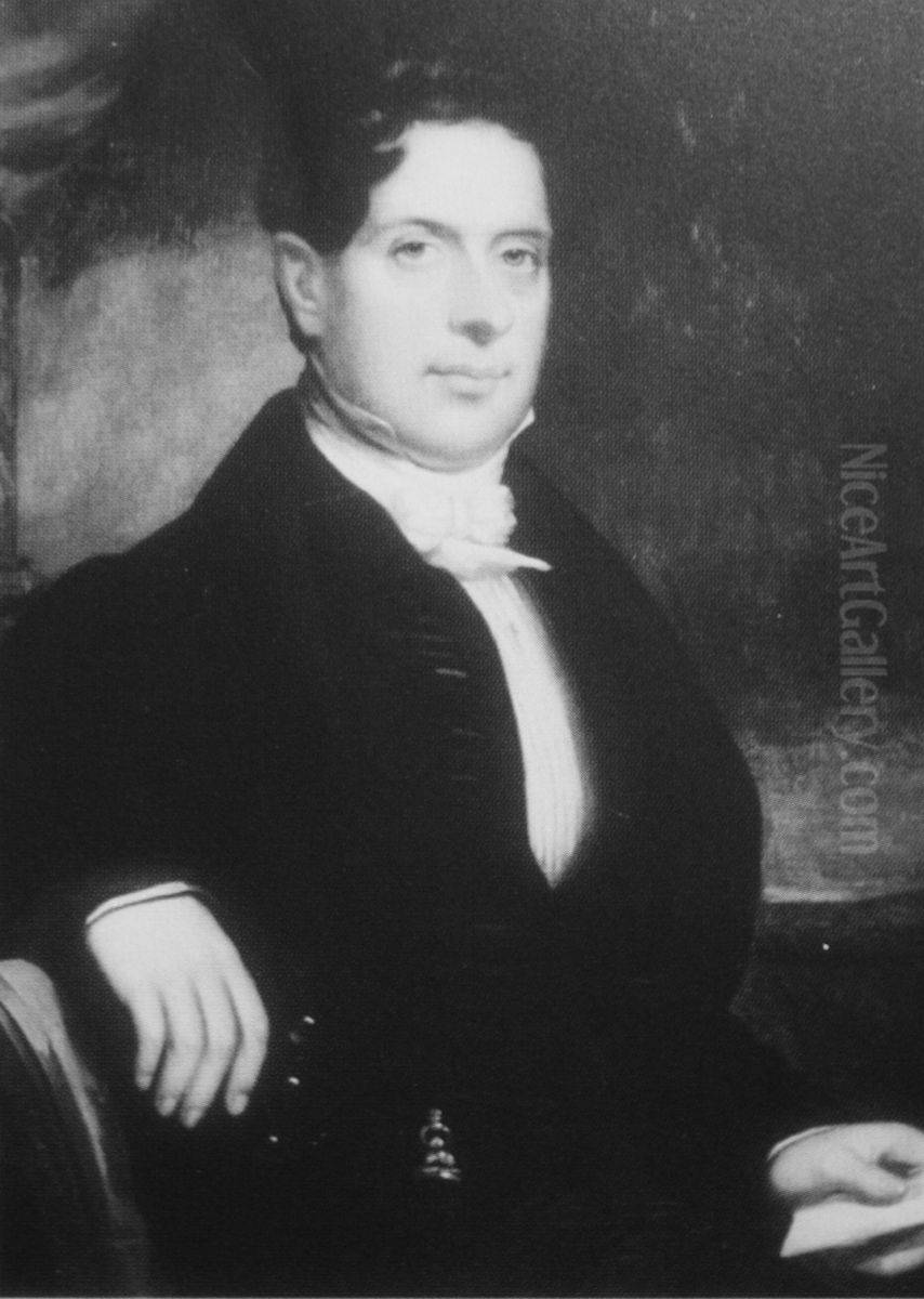 Portrait of John Jay Crocheron (August 21, 1795 - October 17, 1864) Oil Painting by unknown
