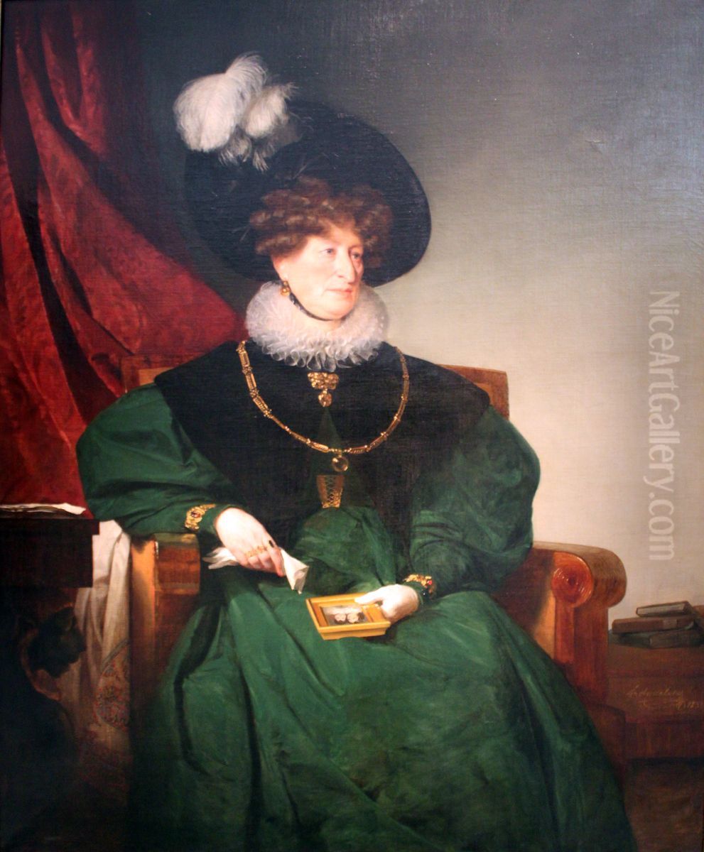 Bildnis der Freifrau Cecilie von Eskeles, geb. Itzig in Wien Oil Painting by Friedrich von Amerling