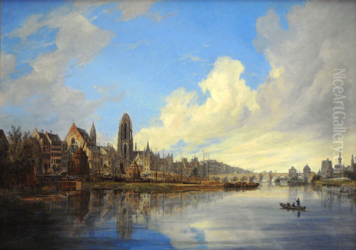 View of Frankfurt/M Oil Painting by Domenico Quaglio the Younger