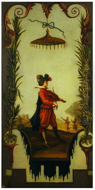 Young Man Playing the Violin Oil Painting by Andien de Clermont