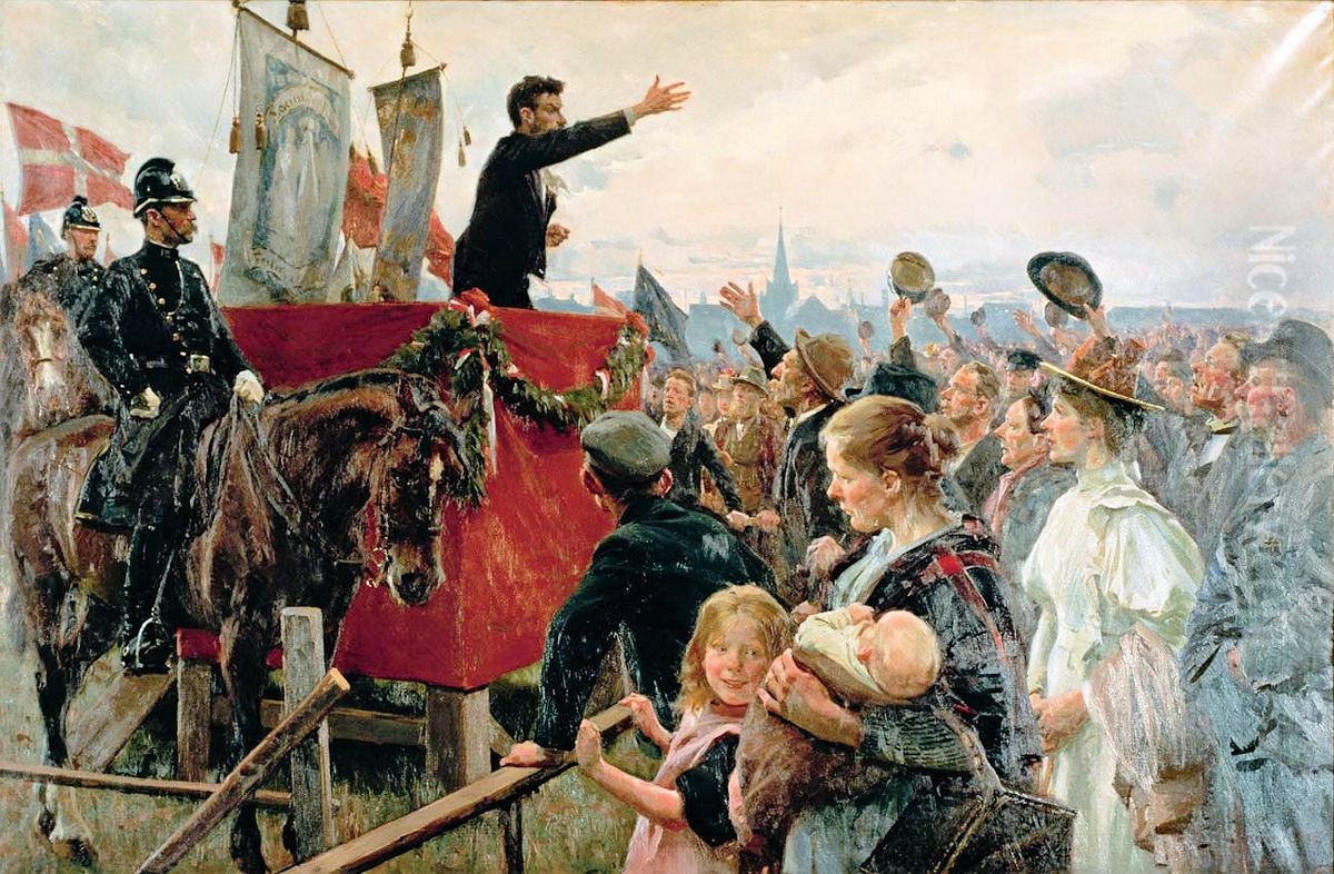 En agitator Oil Painting by Erik Henningsen