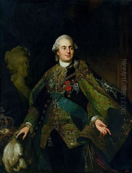 Portrait of Louis XVI of France in the costume of the Order of the Holy Spirit. Oil Painting by Alexander Roslin
