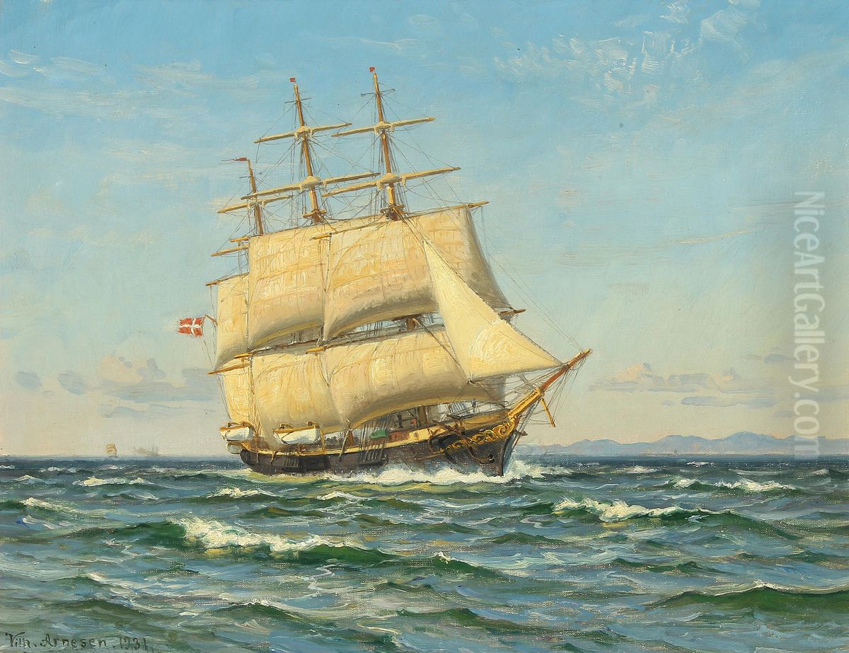 The training ship Georg Stage. Oil Painting by Vilhelm Arnesen
