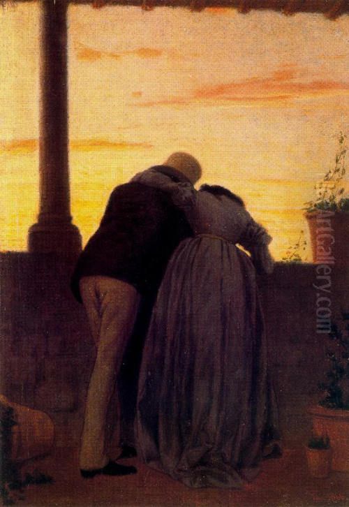 Two lovers Oil Painting by Federico Zandomeneghi