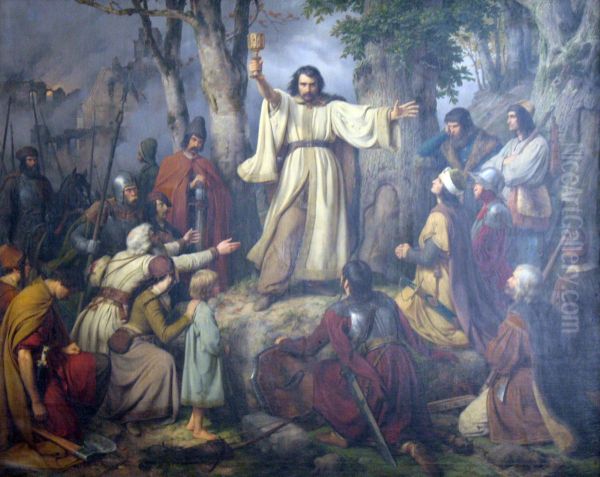 Hussite Sermon Oil Painting by Karl Friedrich Lessing