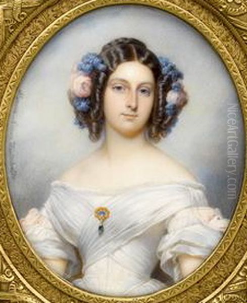 Clementine d'Orleans (1817-1907), duchesse de Saxe-Cobourg-Gotha Oil Painting by Francois Meuret