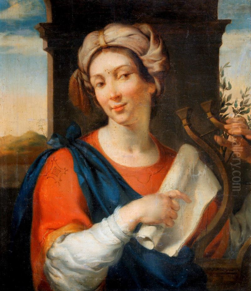 Swieta Cecylia lub Polihymnia Oil Painting by Rafal Hadziewicz