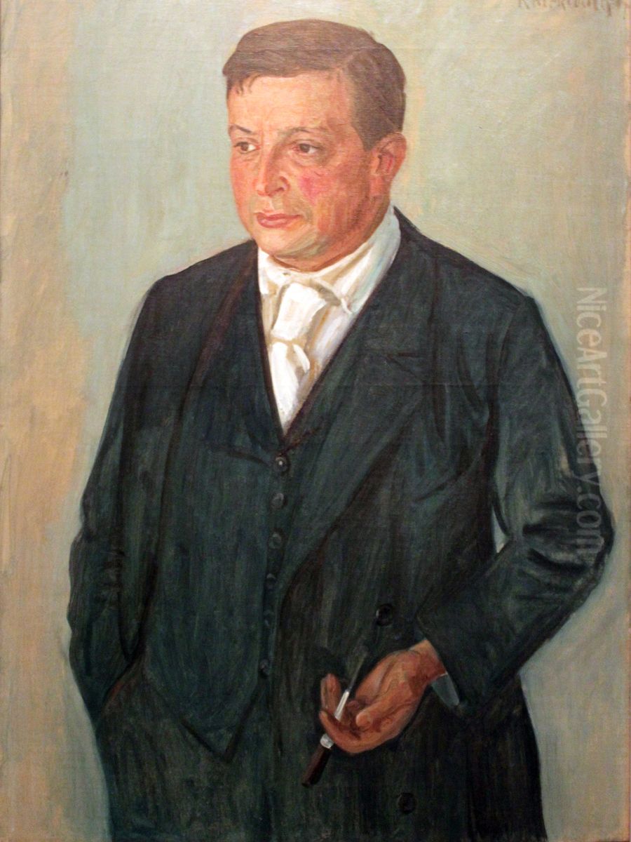 Portrait of Paul Cassirer Oil Painting by Leopold Graf von Kalckreuth